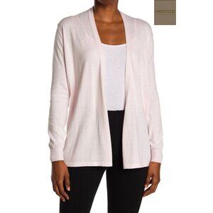 AMICALE NWT COTTON/VISCOSE/CASHMERE OPEN FRONT LIGHT PINK CARDIGAN. SIZE L